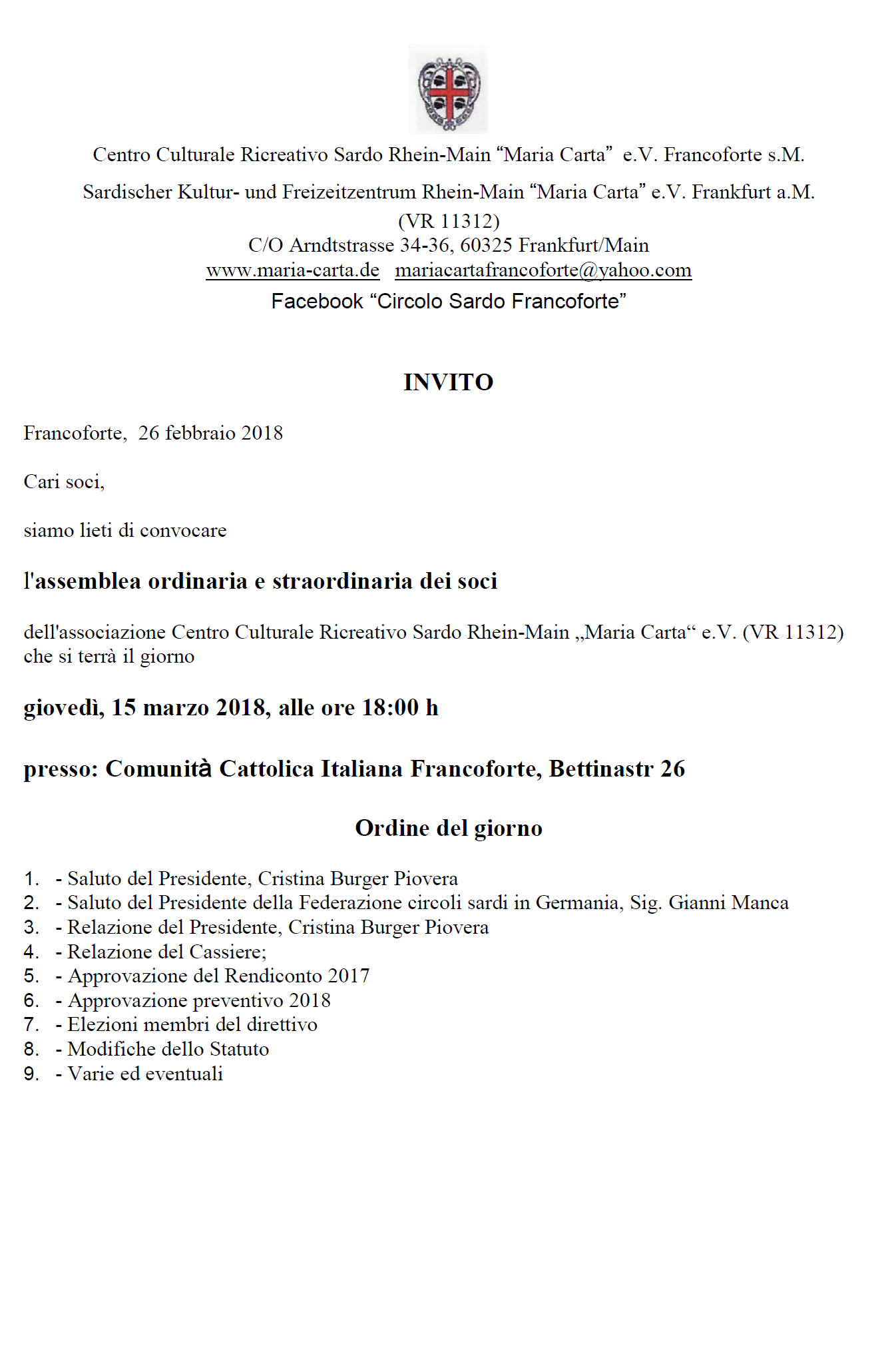 Assemblea Circolo Sardo 15 marzo 2018